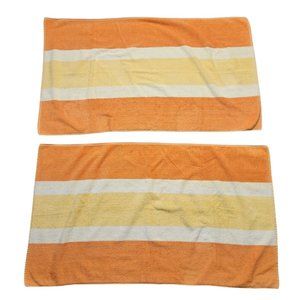 Vintage JC Penny Fashion Manor Orange Yellow Striped Bath Towel Retro